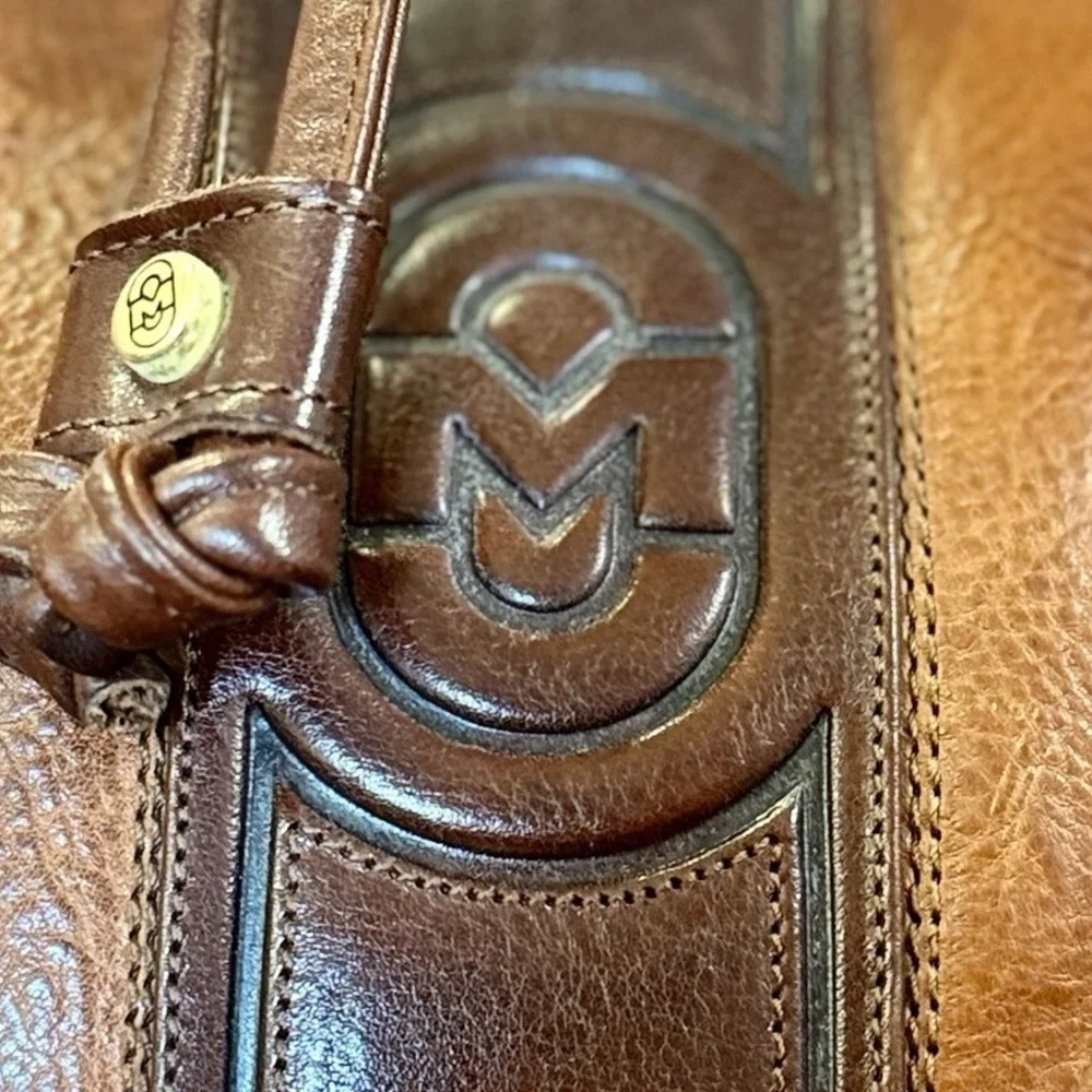 Marino Orlandi Brown Pebbled Leather Bucket Bag Gold Hardware
